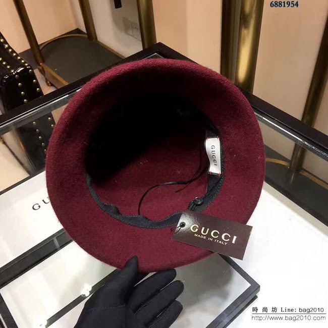 GUCCI古馳 火爆款 2018秋冬新品 圓頂羊毛盆帽 漁夫帽 6881954 LLWJ6293